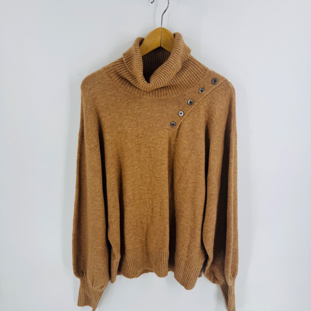 Marissa Webb Blake Camel Cashmere‎ Wool Blend NWT Turtleneck Size L Cozy